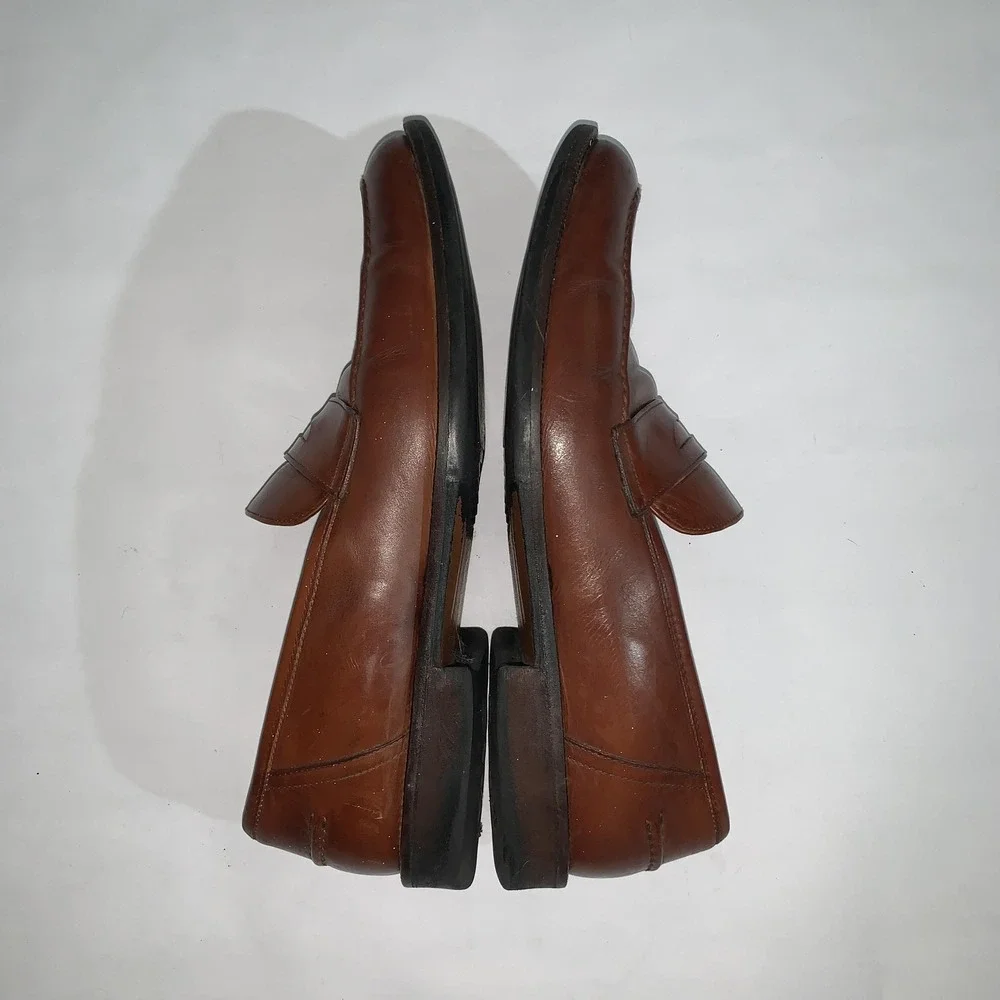 Johnston & Murphy Shoes Mens Size 9.5 Brown Leather Penny Loafers Dress Comfort
